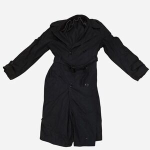 US Military All Weather Trench Coat 40R Black American Apparel 1995 W/ Belt